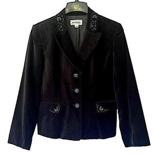 Black Velvet Embellished Blazer
